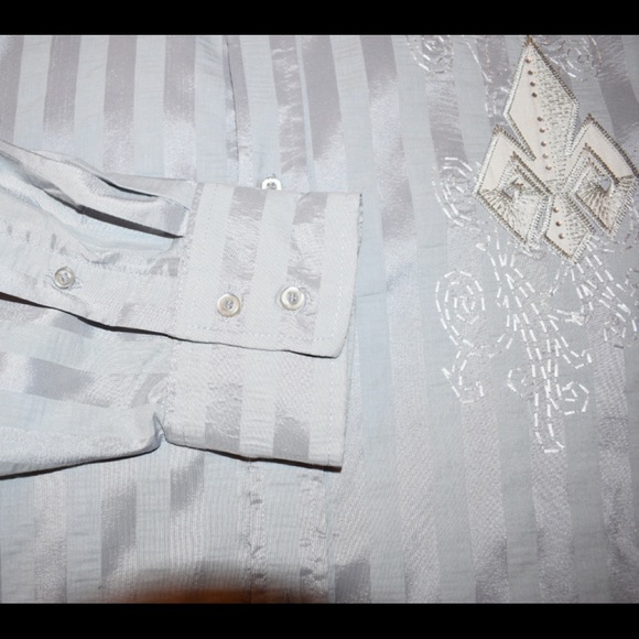 Eddie Domani Men’s Embroidered Button Down Shirt - Picture 9 of 11